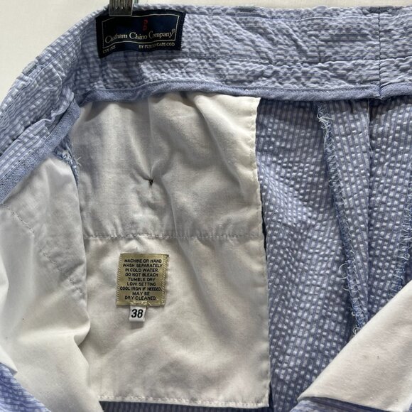 Chatham Chino Company Seersucker Short Mens 38 Lightweight Summer Striped Blue - Picture 11 of 11